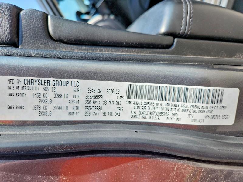63593326 :رقم المزاد ، 1C4RJFAG7DC595002 vin ، 2013 Jeep Grand Cherokee مزاد بيع