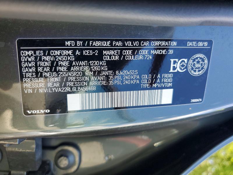 66523316 :رقم المزاد ، LYVA22RL6LB456468 vin ، 2020 Volvo Xc60 مزاد بيع