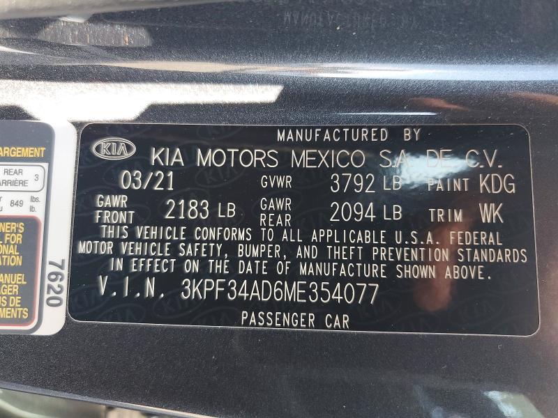 Продаж на аукціоні авто 2021 Kia Forte, vin: 3KPF34AD6ME354077, номер лоту: 64135666