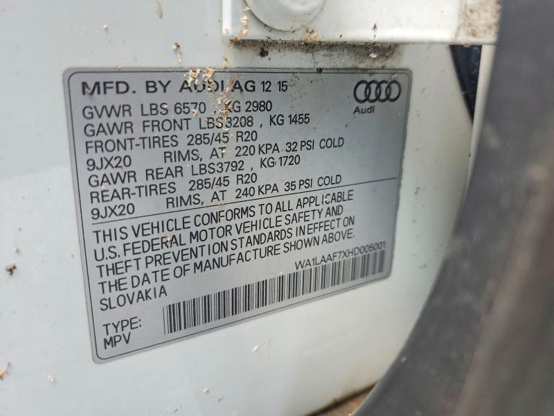 Продажа на аукционе авто 2017 Audi Q7, vin: WA1LAAF7XHD005001, номер лота: 66910446