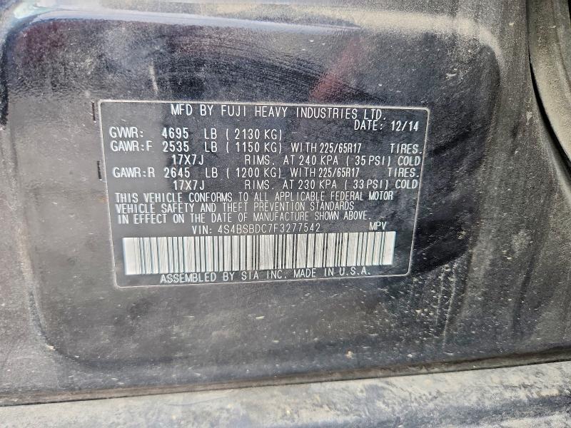 Продаж на аукціоні авто 2015 Subaru Outback, vin: 4S4BSBDC7F3277542, номер лоту: 65468026