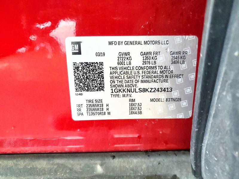 Aukcja sprzedaży 2019 Gmc Acadia, vin: 1GKKNULS8KZ243413, numer aukcji: 64242936