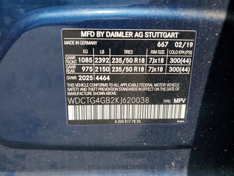 Продажа на аукционе авто 2019 Mercedes-benz Gla, vin: WDCTG4GB2KJ620038, номер лота: 64307696