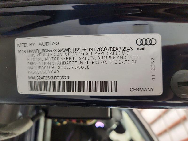 66742146 :رقم المزاد ، WAUS2AF25KN033578 vin ، 2019 Audi A7 مزاد بيع