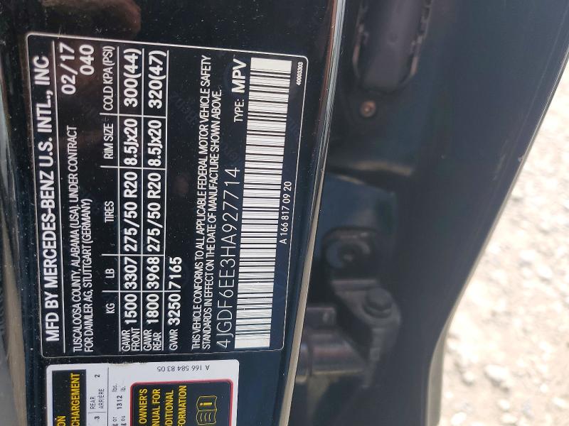 Aukcja sprzedaży 2017 Mercedes-benz Gls, vin: 4JGDF6EE3HA927714, numer aukcji: 63296286