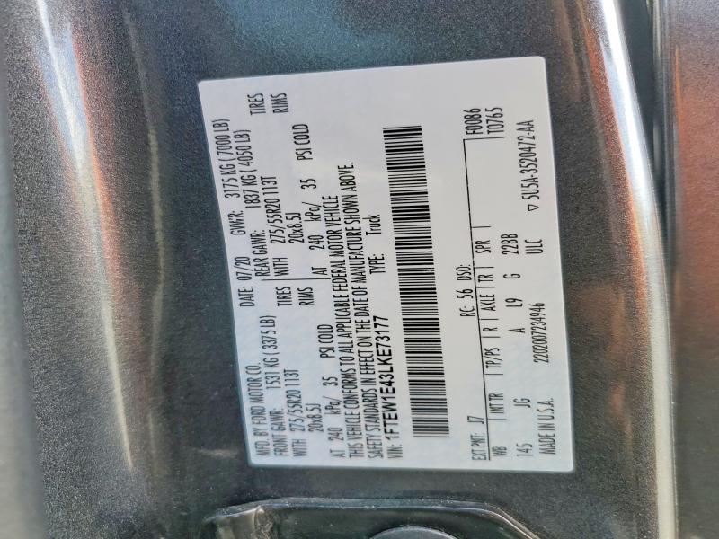 63928676 :رقم المزاد ، 1FTEW1E43LKE73177 vin ، 2020 Ford F150 مزاد بيع