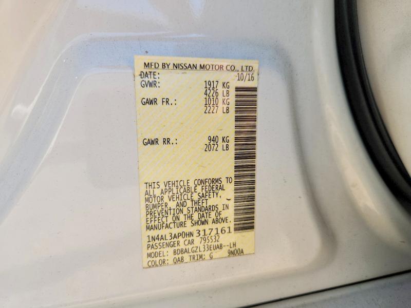 Aukcja sprzedaży 2017 Nissan Altima, vin: 1N4AL3AP0HN317161, numer aukcji: 66213866