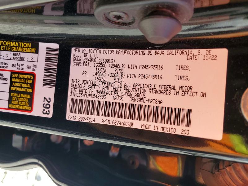 Aukcja sprzedaży 2023 Toyota Tacoma, vin: 3TMCZ5AN7PM548983, numer aukcji: 65812306