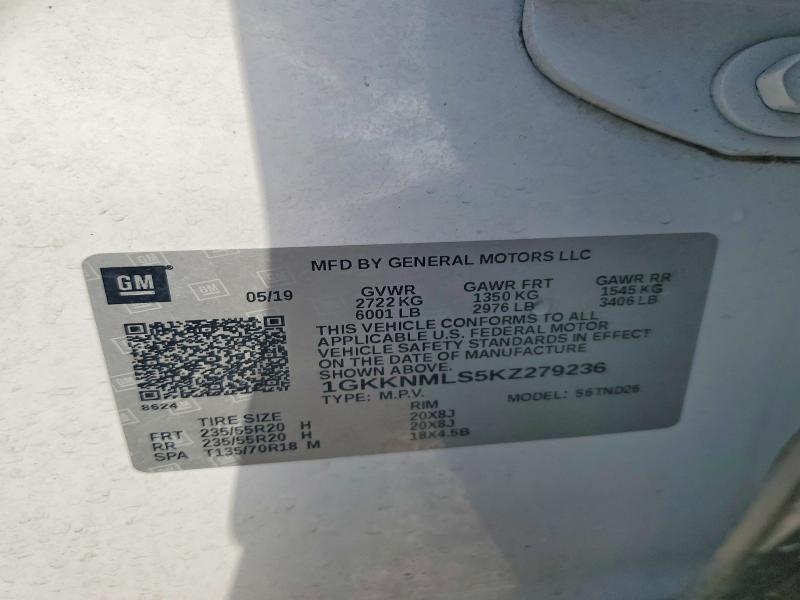 2019 Gmc Acadia მანქანა იყიდება აუქციონზე, vin: 1GKKNMLS5KZ279236, აუქციონის ნომერი: 67127226