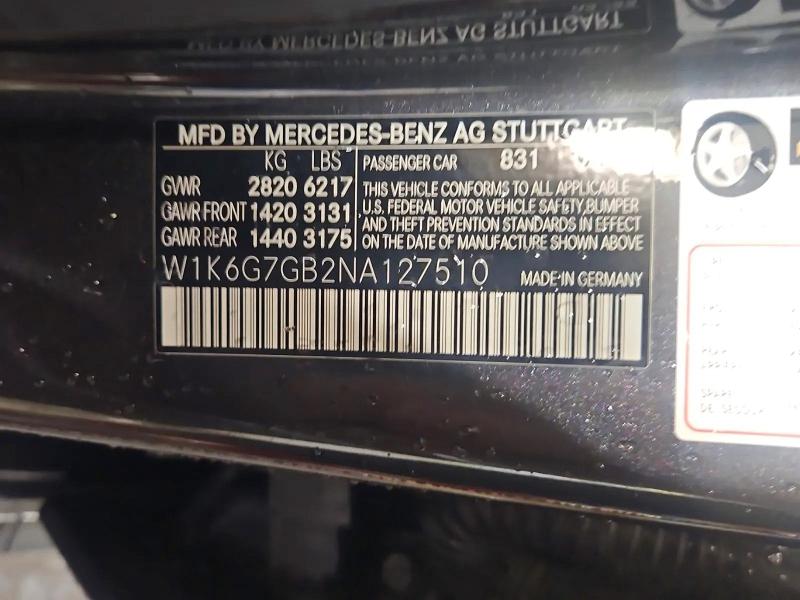 Продажа на аукционе авто 2022 Mercedes-benz S, vin: W1K6G7GB2NA127510, номер лота: 65647876