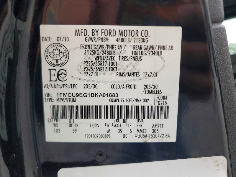 Aukcja sprzedaży 2011 Ford Escape, vin: 1FMCU9EG1BKA01883, numer aukcji: 64080076