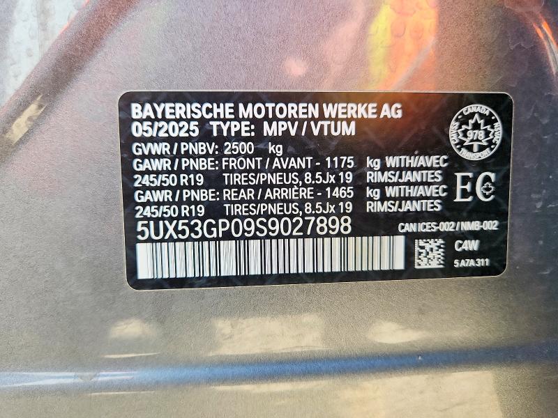 Продажа на аукционе авто 2025 Bmw X3, vin: 5UX53GP09S9027898, номер лота: 65395636