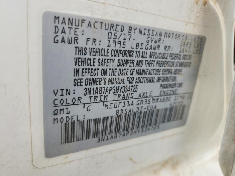 2017 Nissan Sentra მანქანა იყიდება აუქციონზე, vin: 3N1AB7AP3HY334725, აუქციონის ნომერი: 66322816