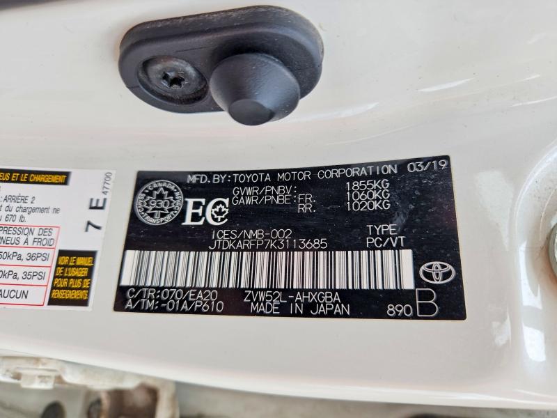 2019 Toyota Prius Prime მანქანა იყიდება აუქციონზე, vin: JTDKARFP7K3113685, აუქციონის ნომერი: 61978676