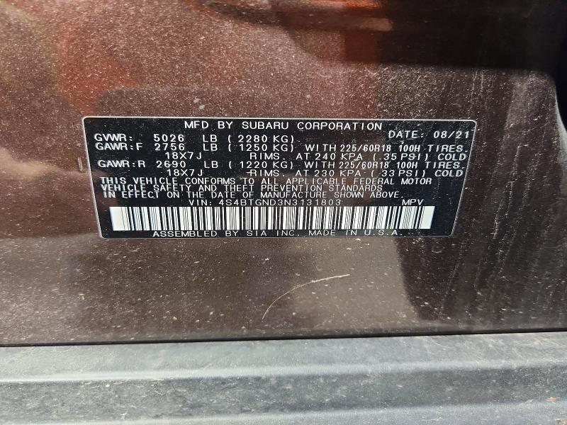 Aukcja sprzedaży 2022 Subaru Outback, vin: 4S4BTGND3N3131803, numer aukcji: 64436226