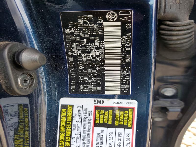 65493146 :رقم المزاد ، 2T1BURHE6HC904986 vin ، 2017 Toyota Corolla مزاد بيع