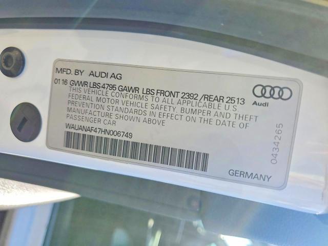 Aukcja sprzedaży 2017 Audi A4, vin: WAUANAF47HN006749, numer aukcji: 65301716