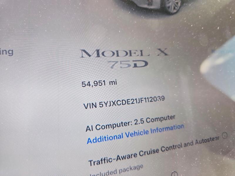 Продаж на аукціоні авто 2018 Tesla Model X, vin: 5YJXCDE21JF112039, номер лоту: 65048536
