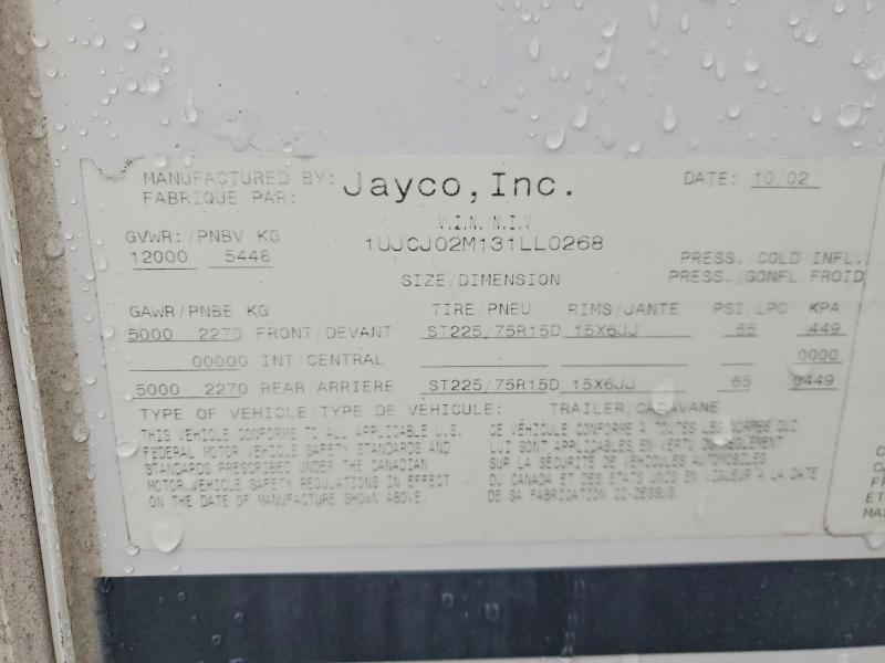 65525946 :رقم المزاد ، 1UJCJ02M131LL0268 vin ، 2003 Jayco Eagle مزاد بيع