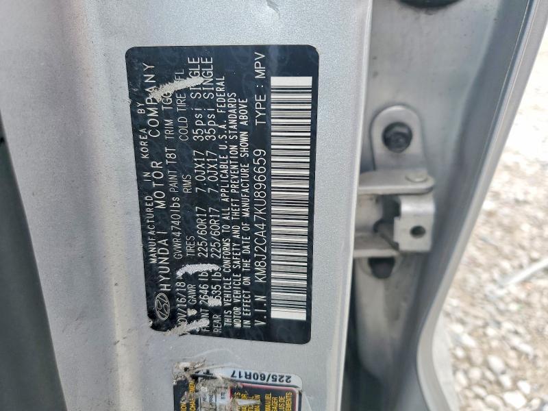2019 Hyundai Tucson მანქანა იყიდება აუქციონზე, vin: KM8J2CA47KU896659, აუქციონის ნომერი: 63613186