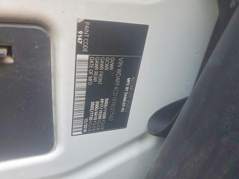 63764406 :رقم المزاد ، WDAPF4CD1KN027560 vin ، 2019 Mercedes-benz Sprinter مزاد بيع