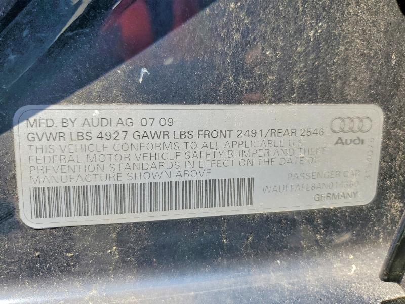 2010 Audi A4 მანქანა იყიდება აუქციონზე, vin: WAUFFAFL8AN014360, აუქციონის ნომერი: 63954426