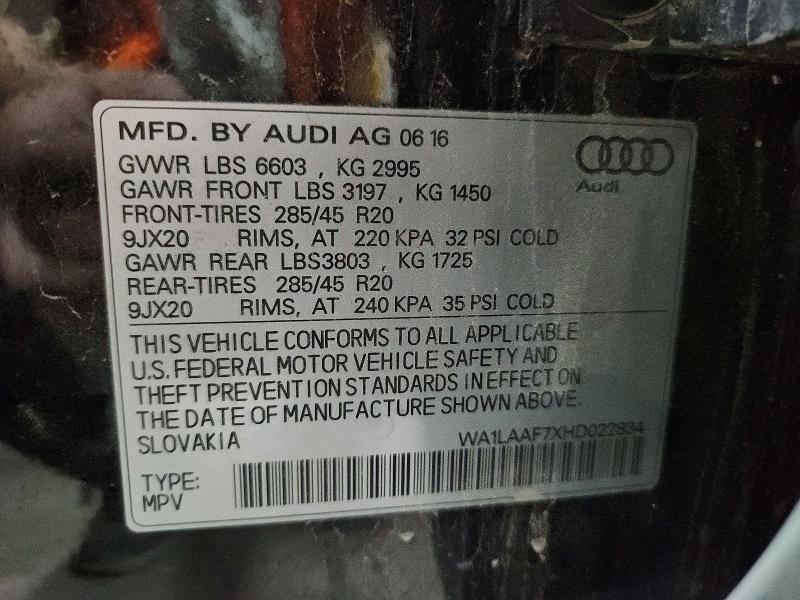 Продаж на аукціоні авто 2017 Audi Q7, vin: WA1LAAF7XHD022834, номер лоту: 63527006