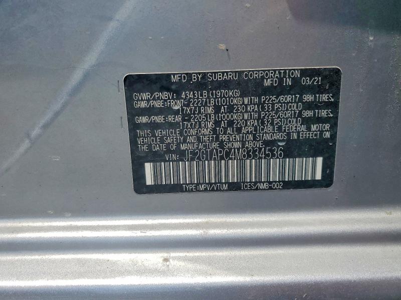 Aukcja sprzedaży 2021 Subaru Crosstrek, vin: JF2GTAPC4M8334536, numer aukcji: 64123366