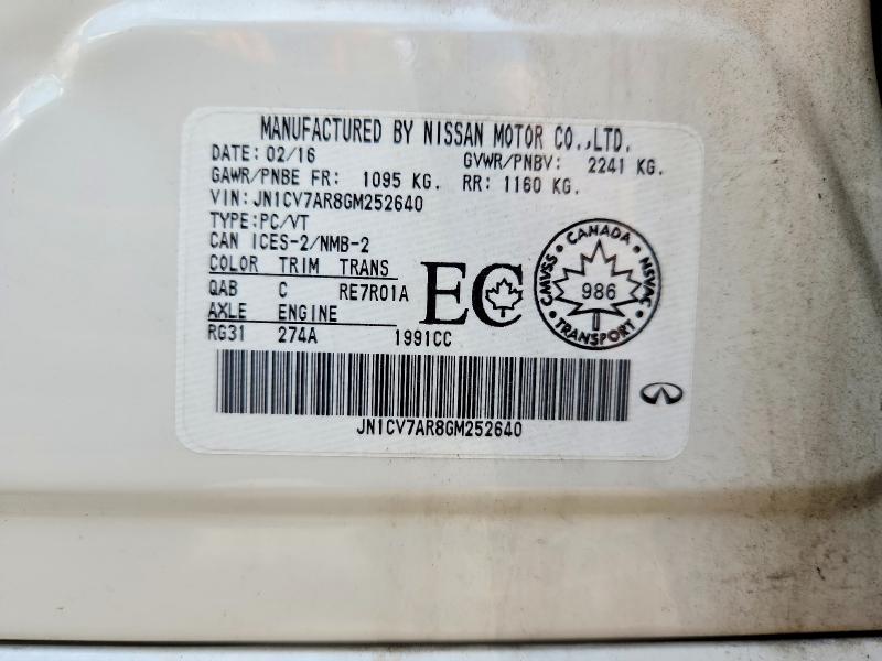 65502206 :رقم المزاد ، JN1CV7AR8GM252640 vin ، 2016 Infiniti Q50 مزاد بيع