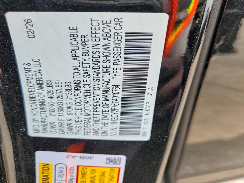 Продаж на аукціоні авто 2026 Honda Accord, vin: 1HGCY2F76TA010764, номер лоту: 65710066