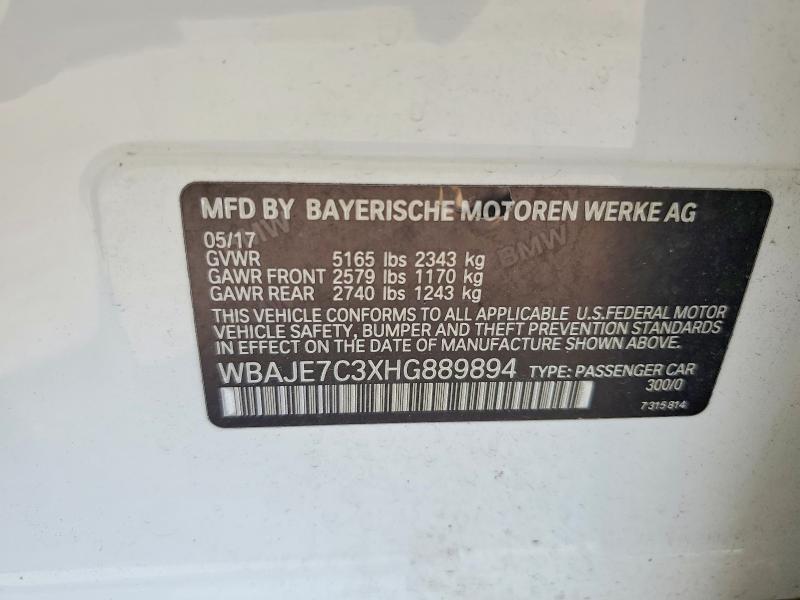 Aukcja sprzedaży 2017 Bmw 540, vin: WBAJE7C3XHG889894, numer aukcji: 64380496
