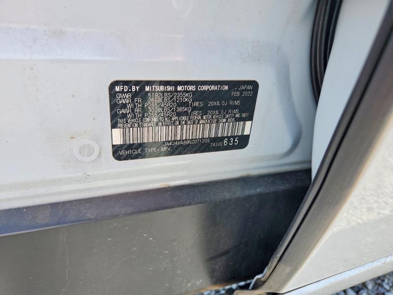 Aukcja sprzedaży 2022 Mitsubishi Outlander, vin: JA4J4VA89NZ071205, numer aukcji: 64000876