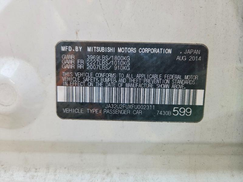 64394876 :رقم المزاد ، JA32U2FUXFU002311 vin ، 2015 Mitsubishi Lancer مزاد بيع