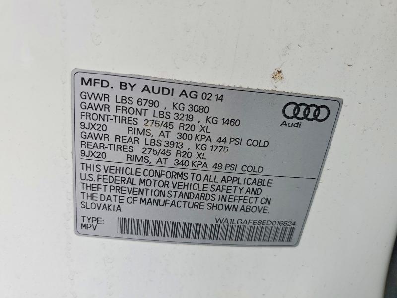 Продажа на аукционе авто 2014 Audi Q7, vin: WA1LGAFE8ED016524, номер лота: 64323386