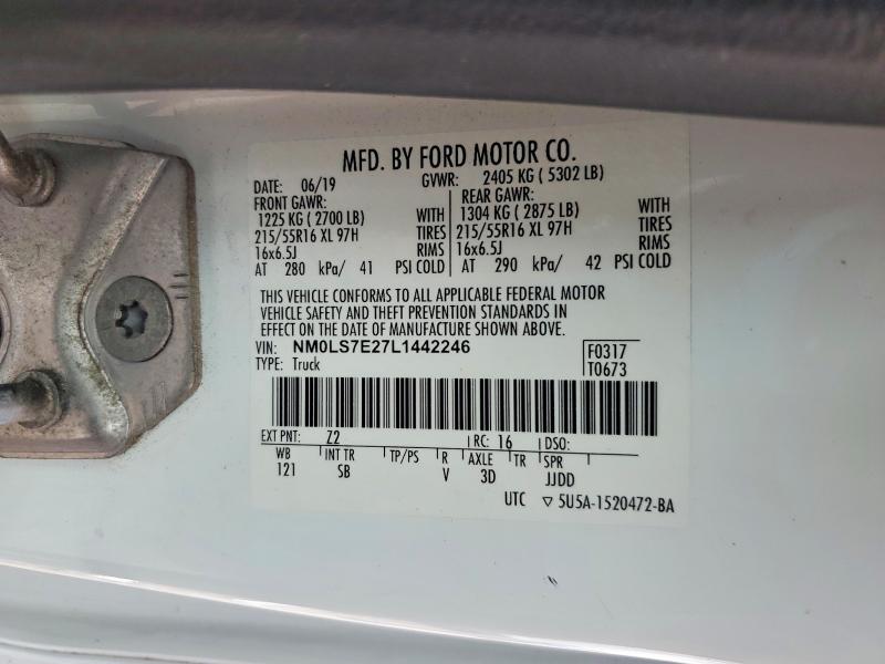 2020 Ford Transit Connect მანქანა იყიდება აუქციონზე, vin: NM0LS7E27L1442246, აუქციონის ნომერი: 64577406