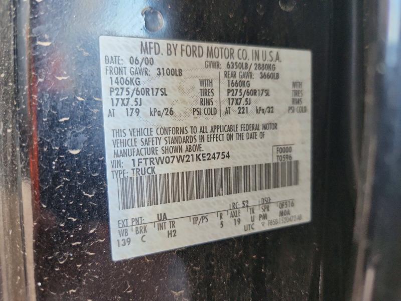Auction sale of the 2001 Ford F150, vin: 1FTRW07W21KE24754, lot number: 66847506