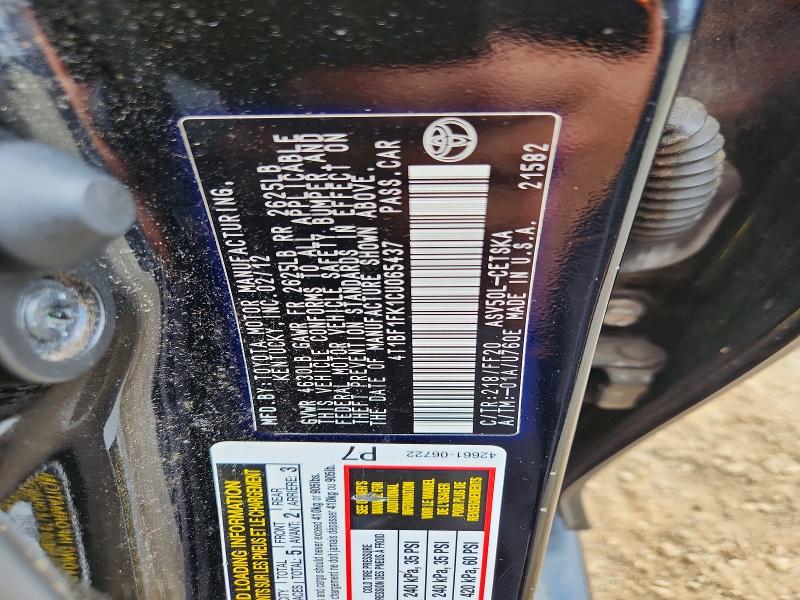Aukcja sprzedaży 2012 Toyota Camry, vin: 4T1BF1FK1CU065437, numer aukcji: 63597666