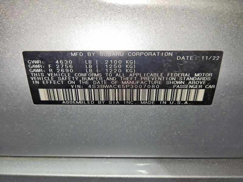 65105306 :رقم المزاد ، 4S3BWAC65P3007080 vin ، 2023 Subaru Legacy مزاد بيع