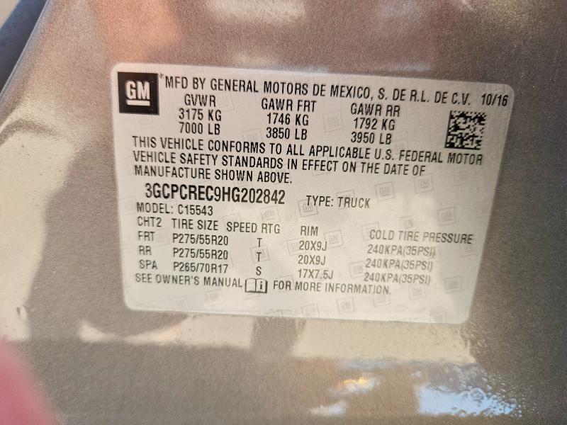 Продаж на аукціоні авто 2017 Chevrolet Silverado, vin: 3GCPCREC9HG202842, номер лоту: 63593076