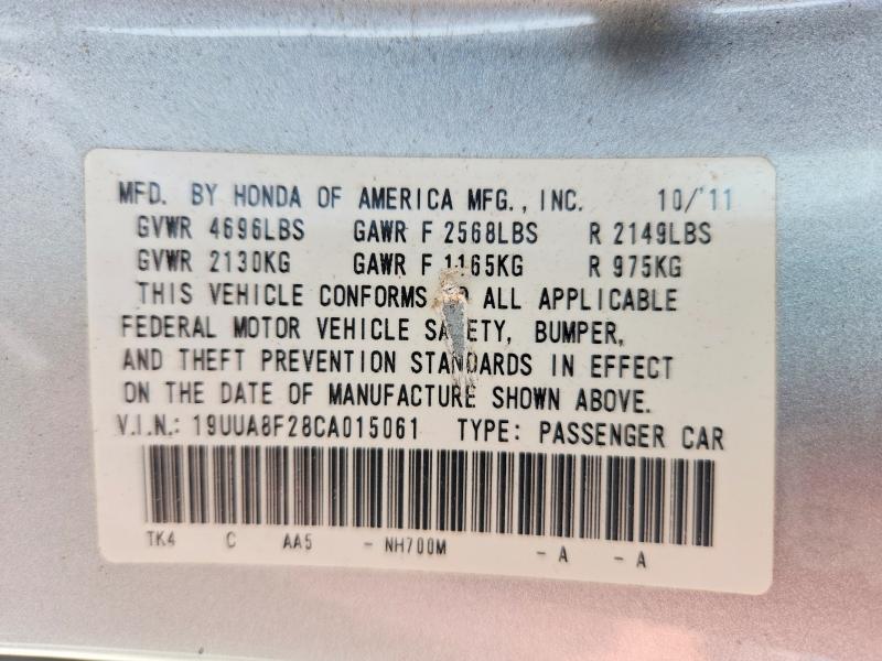 65365966 :رقم المزاد ، 19UUA8F28CA015061 vin ، 2012 Acura Tl مزاد بيع
