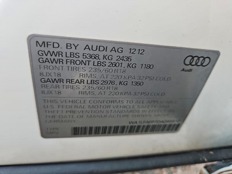 2013 Audi Q5 მანქანა იყიდება აუქციონზე, vin: WA1LFAFP7DA046912, აუქციონის ნომერი: 64094576