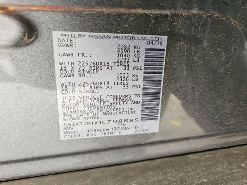 65626656 :رقم المزاد ، 5N1AT2MTXJC798885 vin ، 2018 Nissan Rogue مزاد بيع
