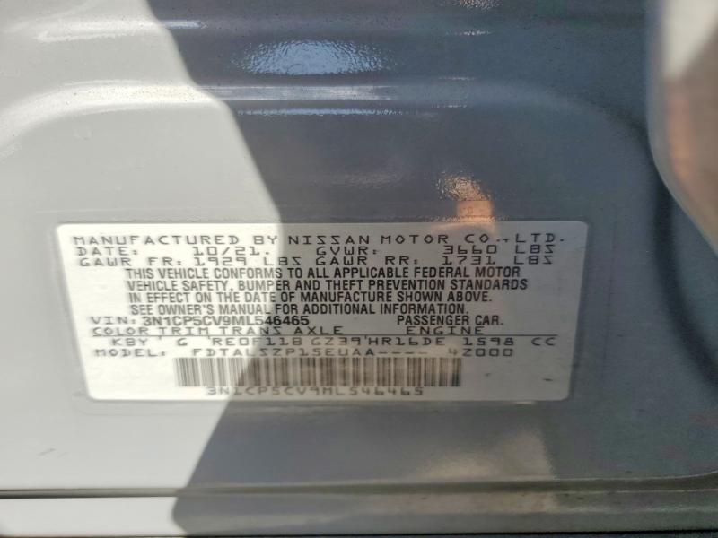 66310186 :رقم المزاد ، 3N1CP5CV9ML546465 vin ، 2021 Nissan Kicks مزاد بيع