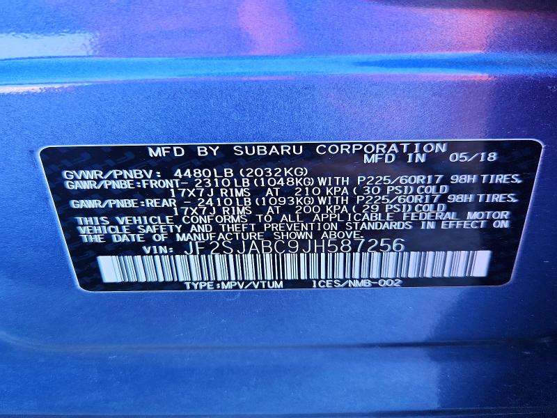 66685226 :رقم المزاد ، JF2SJABC9JH587256 vin ، 2018 Subaru Forester مزاد بيع