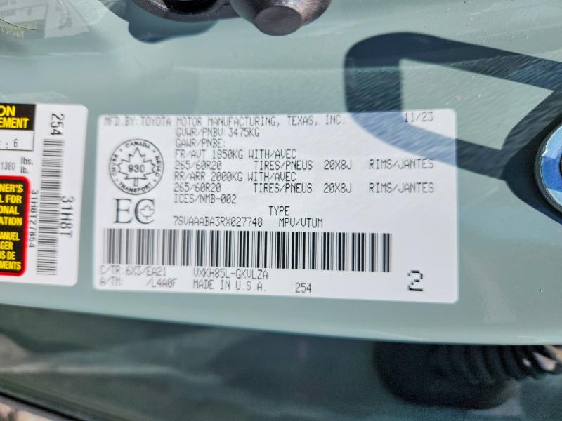 Продажа на аукционе авто 2024 Toyota Sequoia, vin: 7SVAAABA3RX027748, номер лота: 95134175