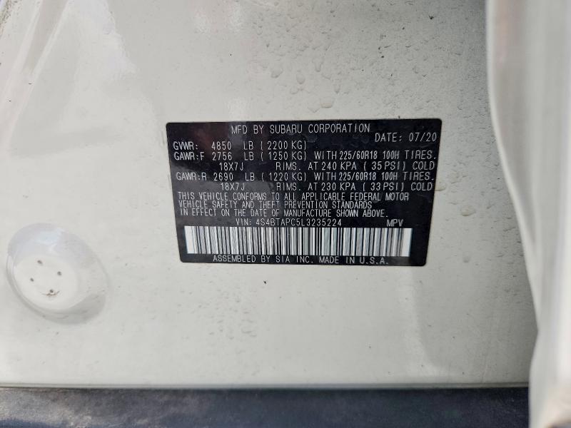 64695366 :رقم المزاد ، 4S4BTAPC5L3235224 vin ، 2020 Subaru Outback مزاد بيع