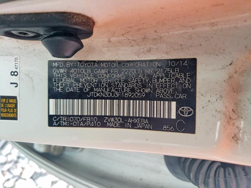 2015 Toyota Prius მანქანა იყიდება აუქციონზე, vin: JTDKN3DU3F1892059, აუქციონის ნომერი: 64591006