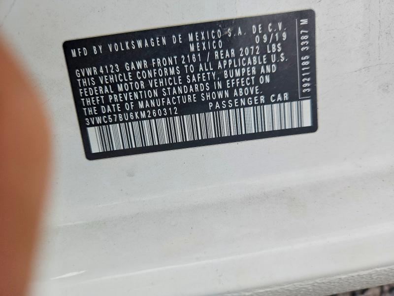 64991856 :رقم المزاد ، 3VWC57BU6KM260312 vin ، 2019 Volkswagen Jetta مزاد بيع