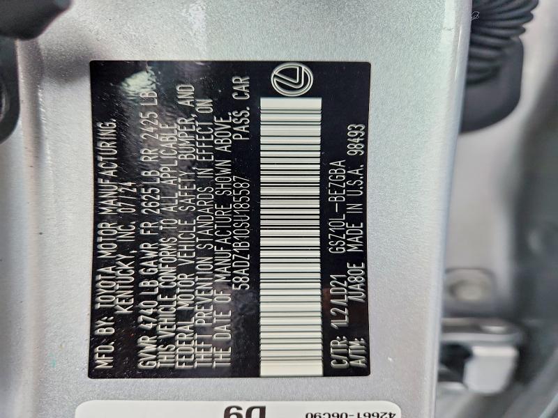 2025 Lexus Es 350 მანქანა იყიდება აუქციონზე, vin: 58ADZ1B10SU185587, აუქციონის ნომერი: 64542656
