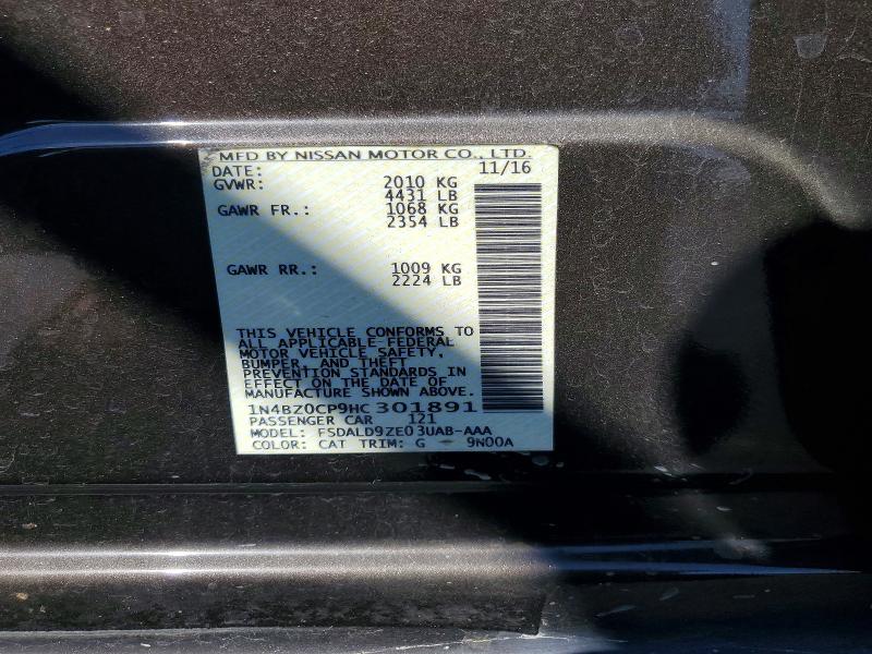 Продаж на аукціоні авто 2017 Nissan Leaf, vin: 1N4BZ0CP9HC301891, номер лоту: 64135766